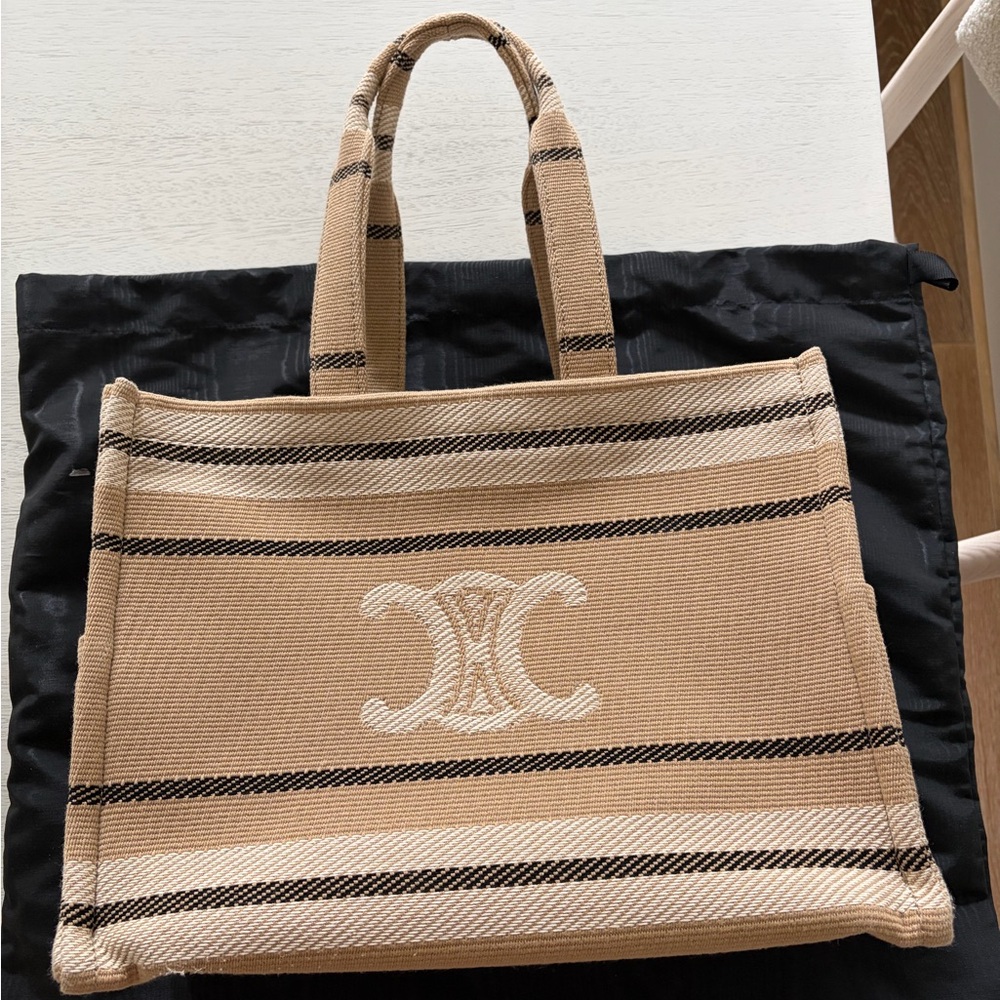 CELINE Jacquard Striped Large Cabas Thais